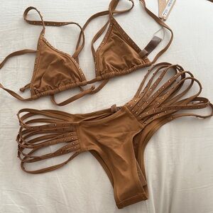 Brown Strappy Bikini Set Skims